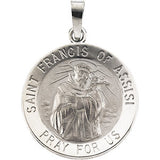 Sterling Silver 22mm Round St. Francis of Assisi Medal