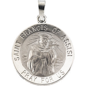 Sterling Silver 22mm Round St. Francis of Assisi Medal