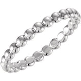 Sterling Silver 2.5mm Beaded Stackable Ring Size 8