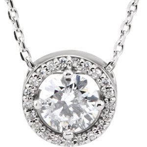 14K Yellow 1/4 CTW Diamond Halo-Style 16" Necklace