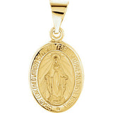 14K Yellow 15x11.5mm Oval Hollow Miraculous Medal