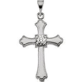 14K Yellow 15x11mm Diamond Cross Pendant