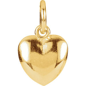 14K Yellow 15.5x8.9mm Puffed Heart Charm with Jump Ring