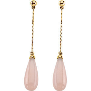 14K Yellow Pink Opal Earrings