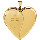 Sterling Silver 20.5x19mm Heart Cross Locket