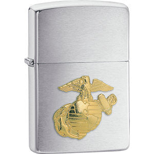 Zippo® Marines Emblem Brushed Chrome Lighter