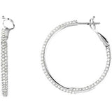 14K White 2 CTW Diamond Inside-Outside Hoop Earrings