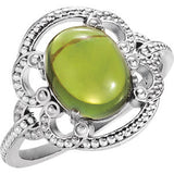 14K Yellow Peridot Granulated Design Ring