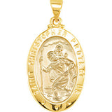 14K White 23.5x16mm Oval St. Christopher Hollow Medal