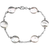 Sterling Silver 12-13mm Freshwater Cultured White Coin Pearl Station 18" Necklace