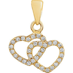 14K Rose 1/6 CTW Diamond Double Heart Pendant