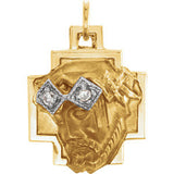 14K Yellow 15.4x11.2mm Face of Jesus Pendant