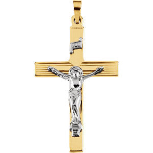 14K Yellow & White 45x29mm Crucifix Pendant