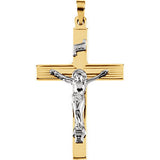 14K Yellow & White 45x29mm Crucifix Pendant