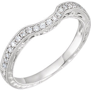 14K White 1/10CTW Diamond Filigree Band