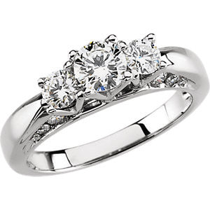 14K White 1 1-5 CTW Diamond Engagement Ring