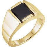 14K Yellow Onyx Men's Ring