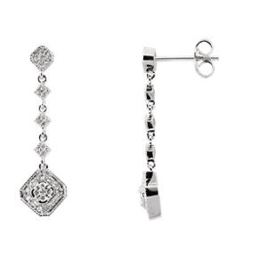 14K White 1-3 CTW Diamond Granulated Link Earrings