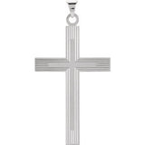 14K White 18x12mm Cross Pendant with Design