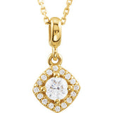 14K Yellow 1-5 CTW Diamond Halo-Style 18" Necklace