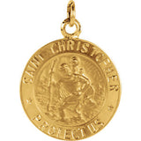 18K Yellow 21.75mm St. Christopher Medal