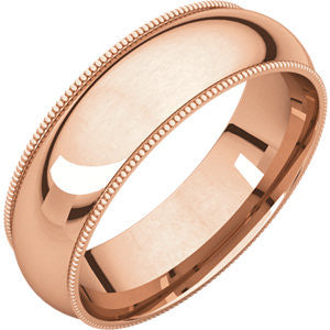 14K Rose 6mm Milgrain Comfort Fit Band