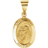 14K White 23x16mm Hollow Oval St. Anthony Medal