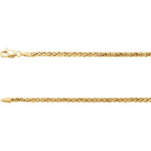 14K Yellow 3mm Hollow Wheat 16" Chain