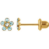 14K Yellow Imitation "July" Youth Birthstone Flower Inverness Piercing Earrings