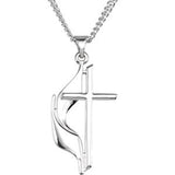 Sterling Silver 30x17.5mm Methodist Cross Pendant