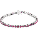 14K White Ruby Line Bracelet