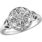 Sterling Silver .06 CTW Diamond Ring Size 5