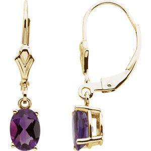 14K Yellow Amethyst Earrings