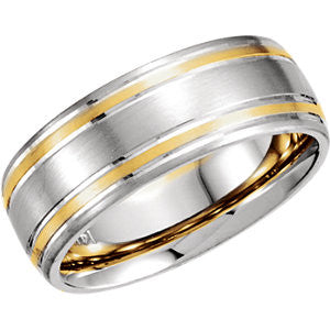 14K White & Yellow 7mm Designer Band Size 8