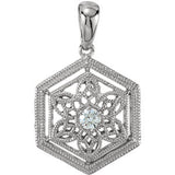 14K White .05 CTW Diamond Filigree Pendant