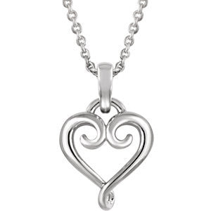 14K Yellow Fancy Heart 16-18" Necklace