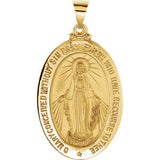 14K Yellow 15x11.5mm Oval Hollow Miraculous Medal