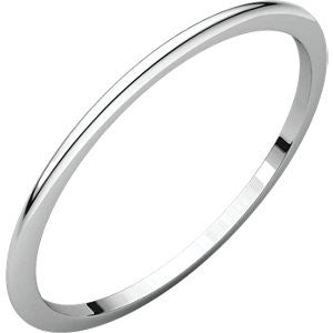 14K White 1mm Half Round Wedding Band