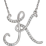 Sterling Silver Letter "U" 1-8 CTW Diamond Initial 16" Necklace