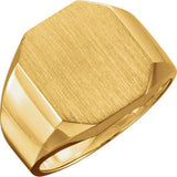 14K White 16x14mm Men's Signet Ring