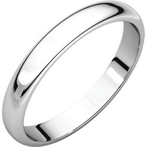 14K White 3mm Half Round Band