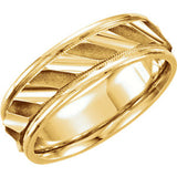 14K Yellow 6.75mm Grooved Design Band Size 12