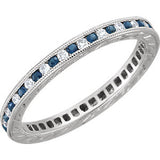 14K White Blue Sapphire & 1-4 CTW Diamond Eternity Band Size 7