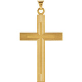 14K White 18x12mm Cross Pendant with Design