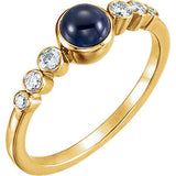 14K Yellow Blue Sapphire & 1/6 CTW Diamond Ring