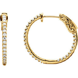 14K Yellow 3-4 CTW Diamond Inside-Outside Hoop Earrings