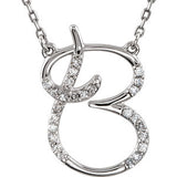 Sterling Silver Letter "U" 1-8 CTW Diamond Initial 16" Necklace