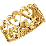 14K Yellow 10mm Ladies Heart Design Duo Band