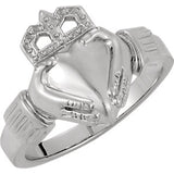 14K White 14.5x10.5mm Ladies Claddagh Ring