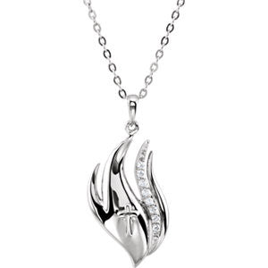 Sterling Silver Cubic Zirconia Refiner's Fire 18" Necklace